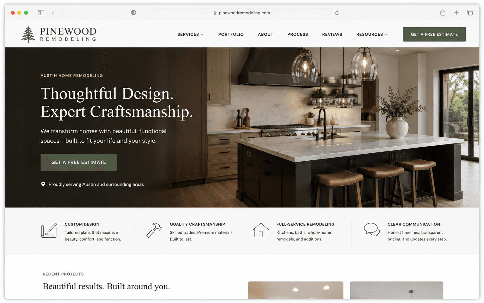Remodeling portfolio website