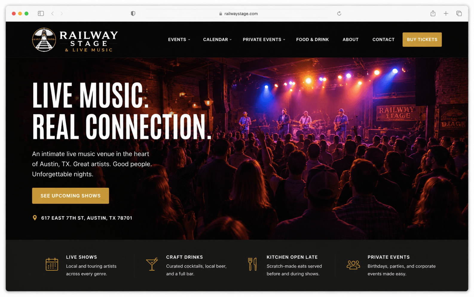 Music venue website