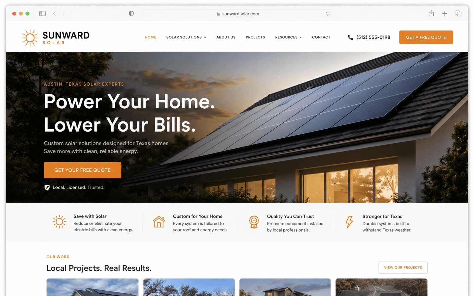 Residential solar website